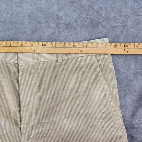 Vintage LL Bean Corduroy Pants Mens 34 Beige Pleated Wide Wale USA - Picture 7 of 12